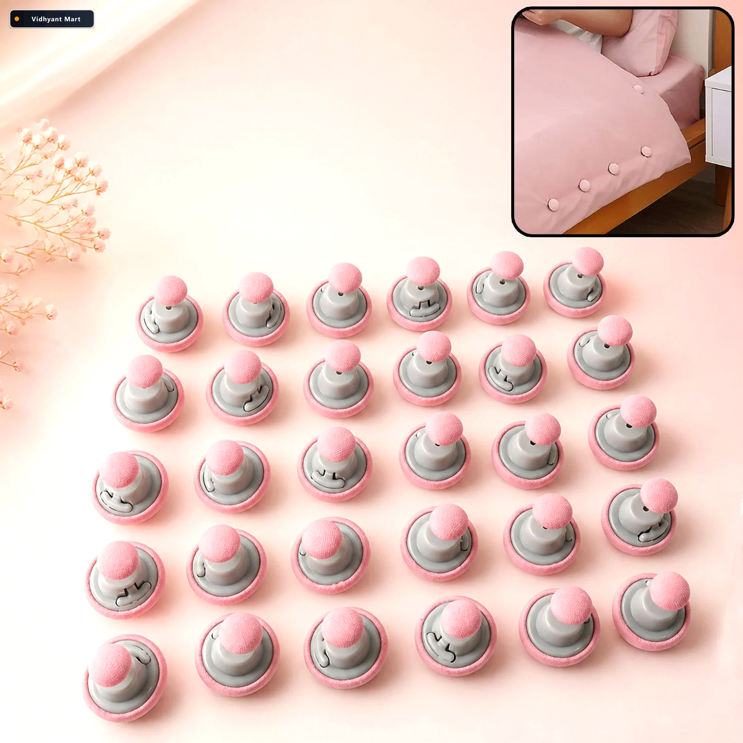 Vidhyant Mart Soft Duvet Fastener Buttons Fabric Covered Bedding 1