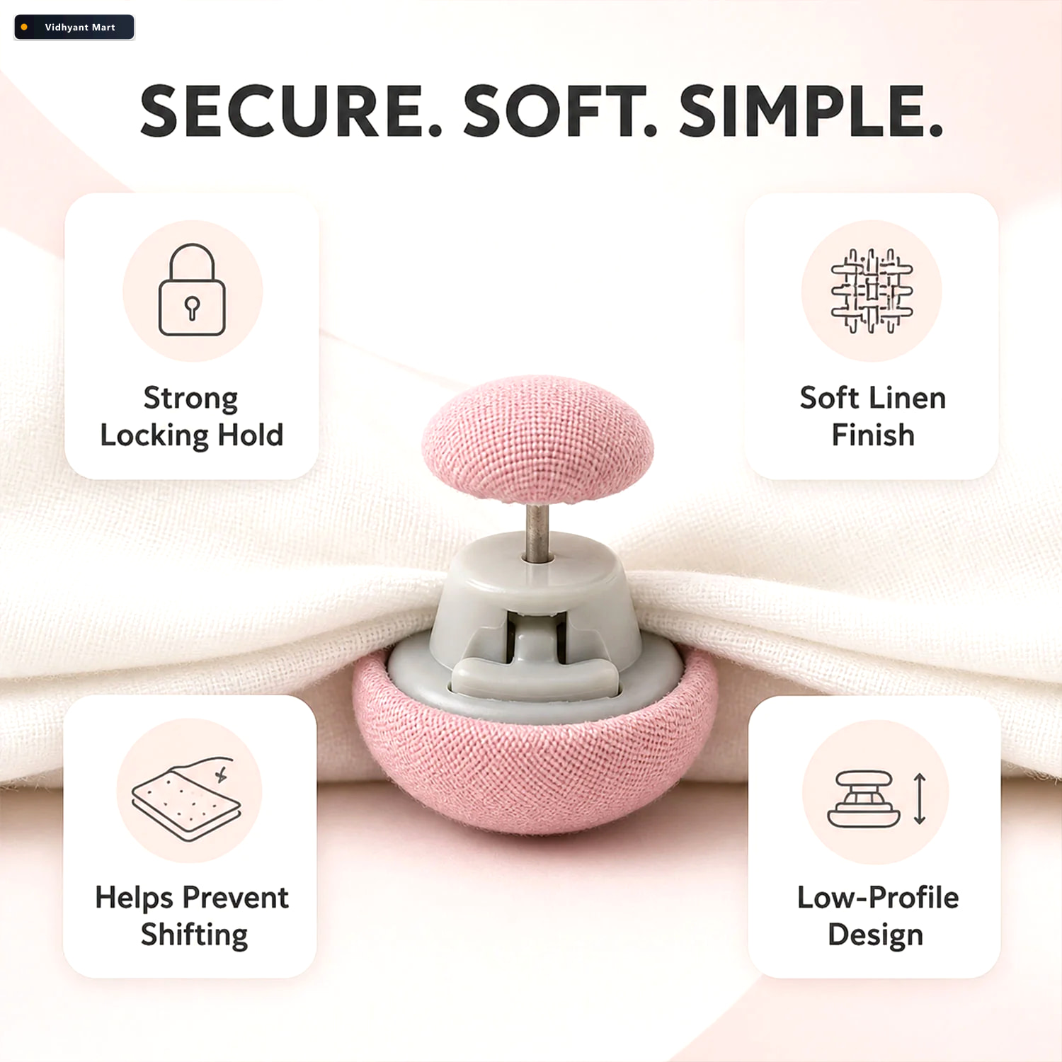 Vidhyant Mart Soft Duvet Fastener Buttons Fabric Covered Bedding 2