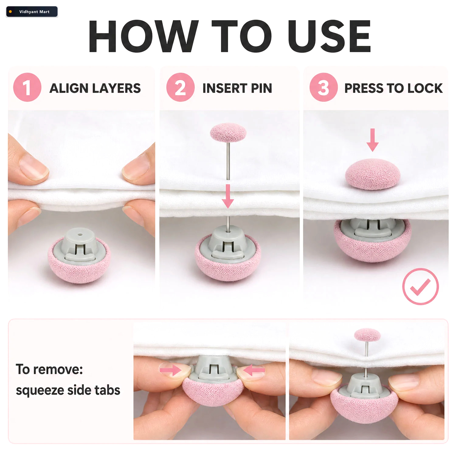 Vidhyant Mart Soft Duvet Fastener Buttons Fabric Covered Bedding 3