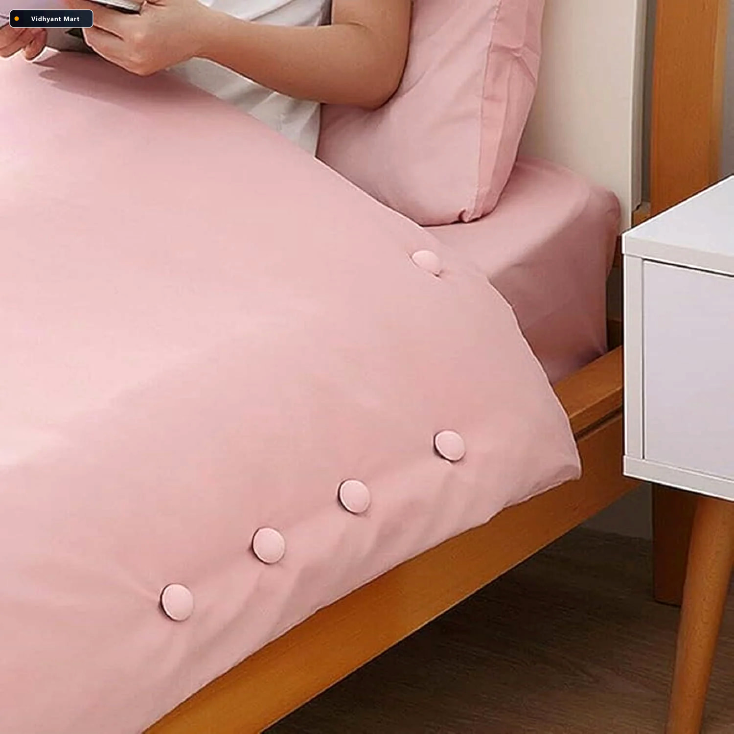 Vidhyant Mart Soft Duvet Fastener Buttons Fabric Covered Bedding 4