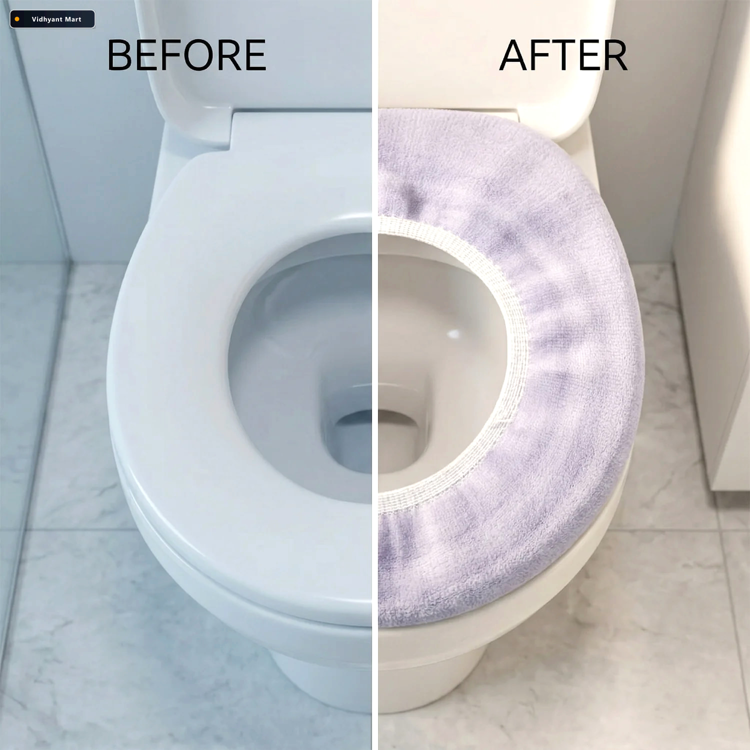 Vidhyant Mart Soft Fabric Elastic Toilet Seat Cover Washable Com 2