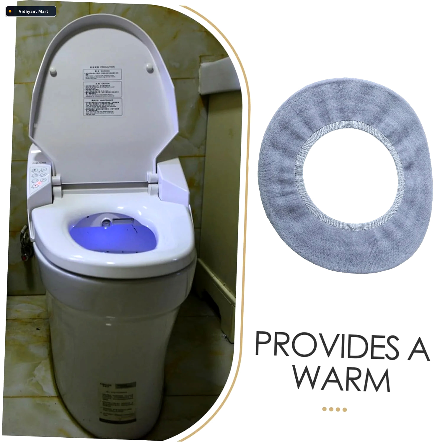 Vidhyant Mart Soft Fabric Elastic Toilet Seat Cover Washable Com 4