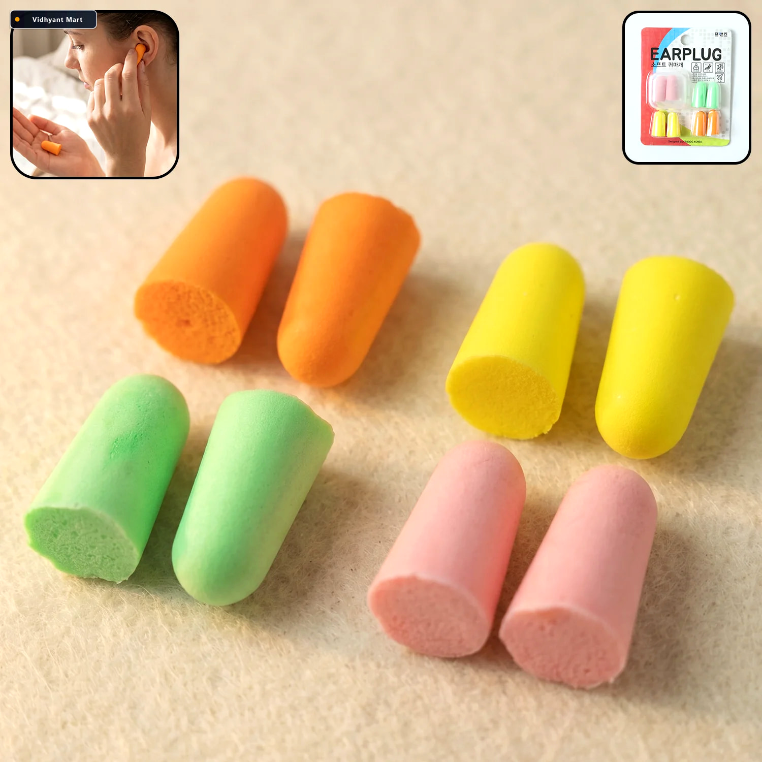 Vidhyant Mart Soft Foam Earplugs Comfortable Noise Reduction 4 P 2
