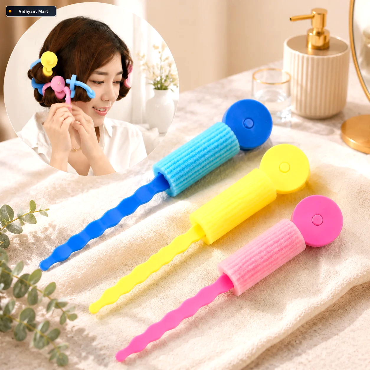 Vidhyant Mart Soft Foam Hair Curling Rollers Heatless Natural Cu 1