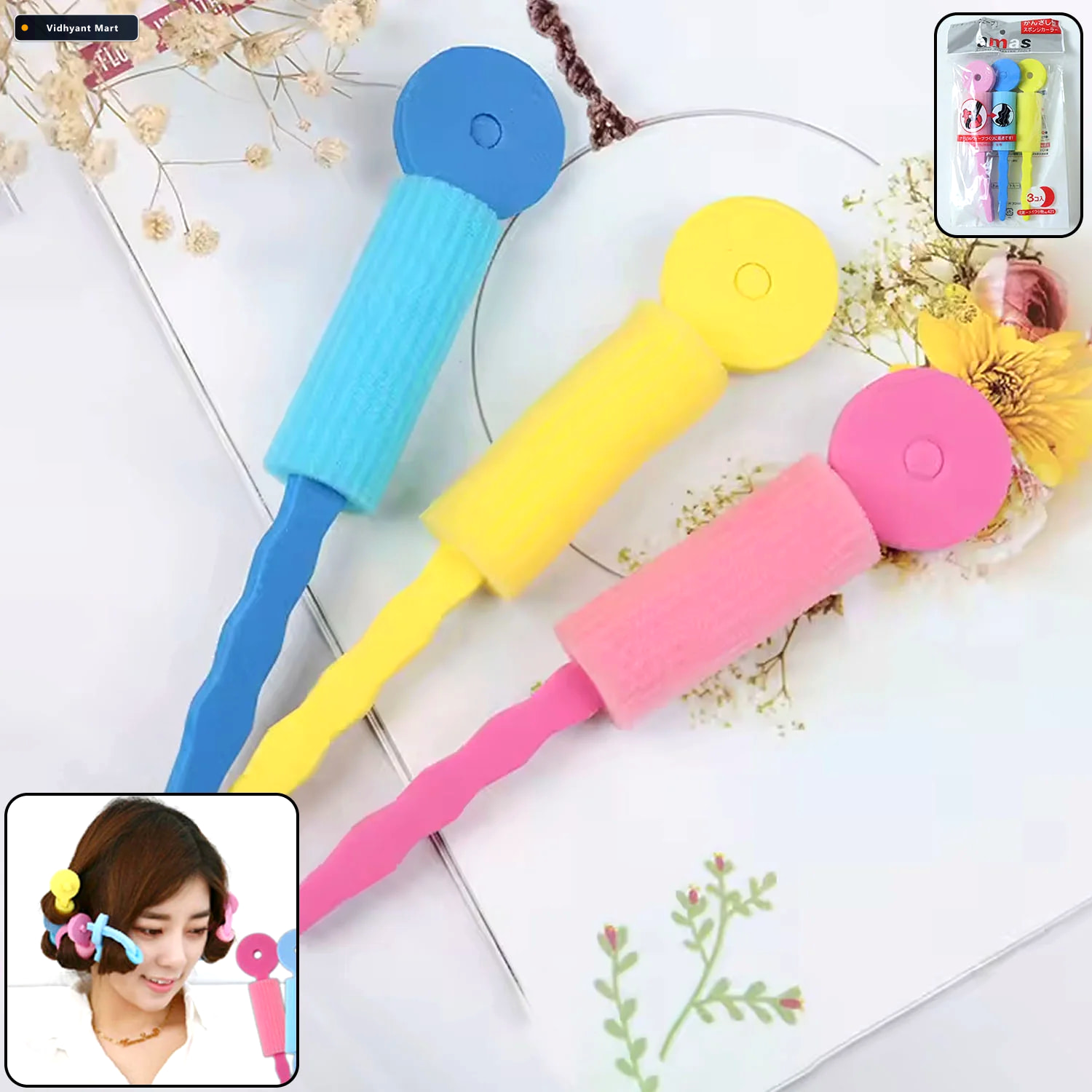 Vidhyant Mart Soft Foam Hair Curling Rollers Heatless Natural Cu 2