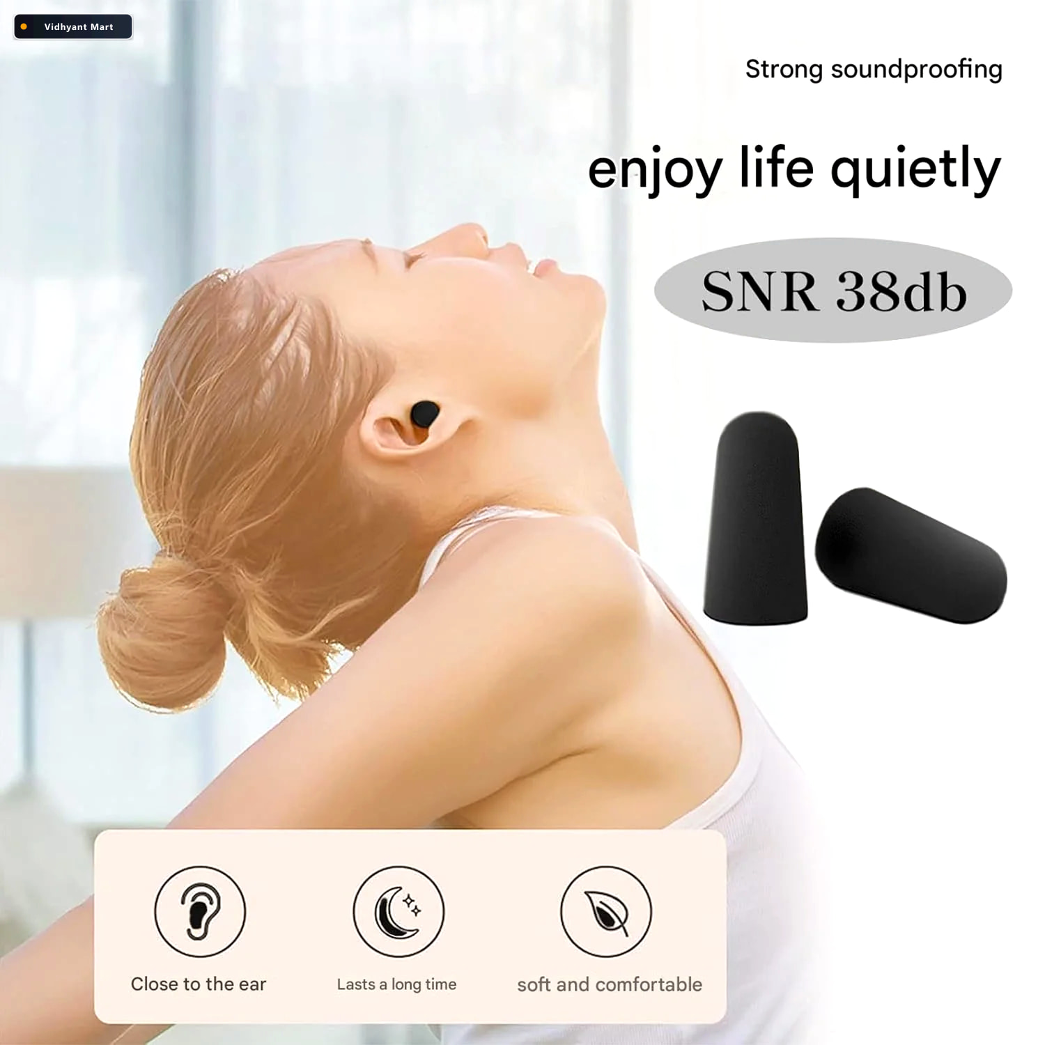 Vidhyant Mart Soft Noise Reduction Ear Plugs Comfortable Reusabl 3