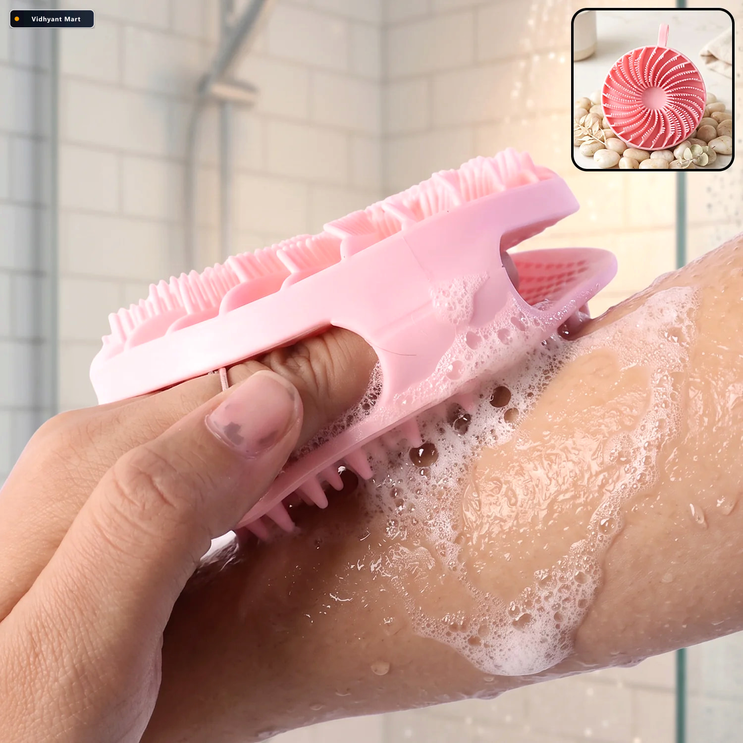 Vidhyant Mart Soft Silicone Body Bath Scrubber Back Brush For Sh 1