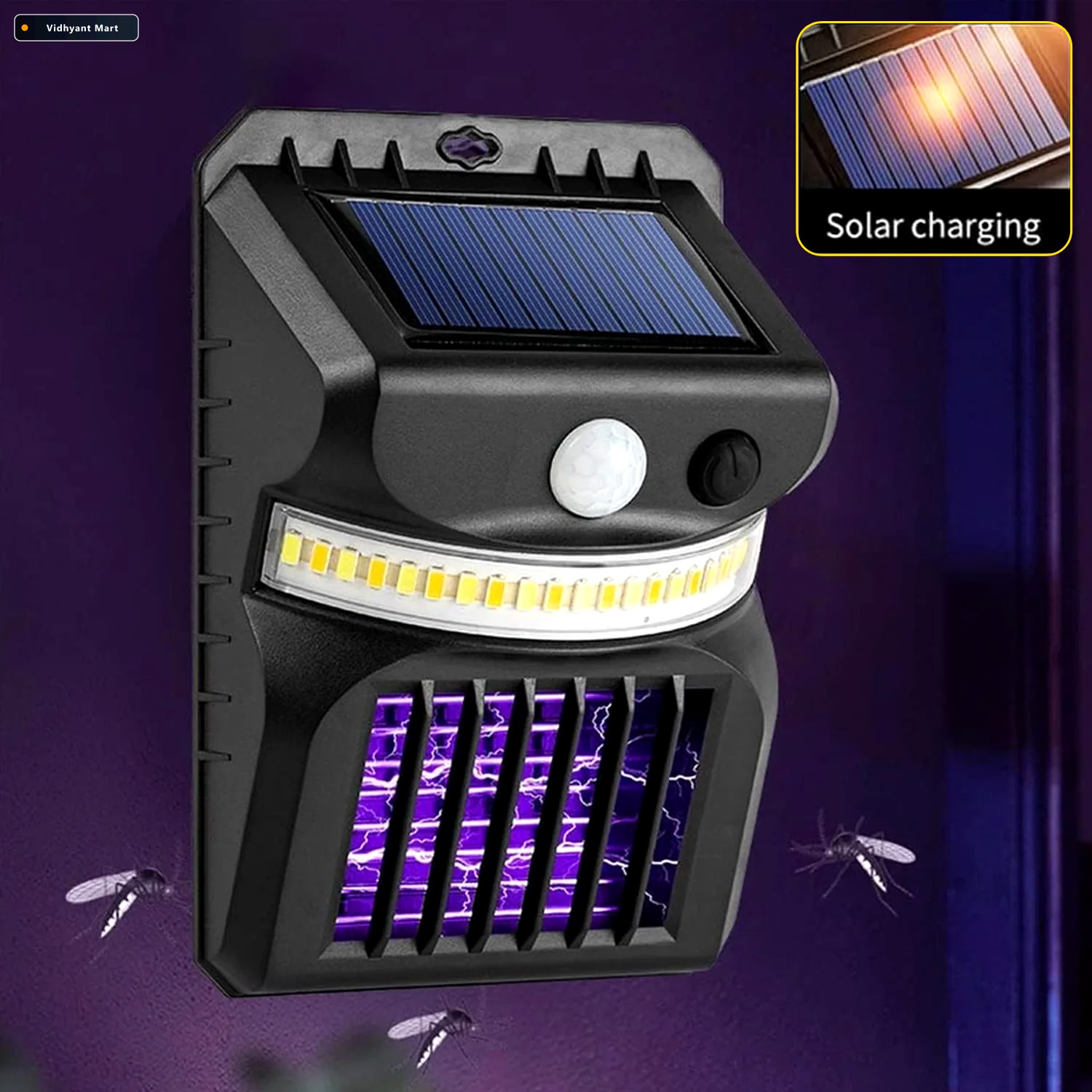 Vidhyant Mart Solar Bug Zapper 2 In 1 Motion Sensor Light Garden 1