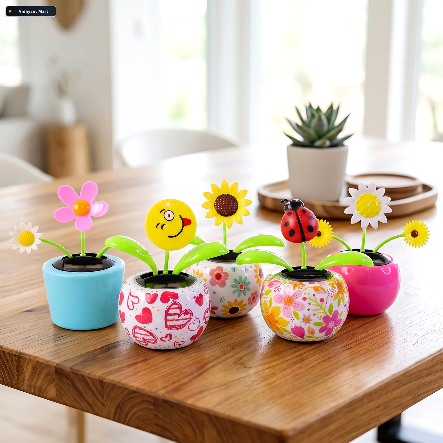 Vidhyant Mart Solar Dancing Flower Toy With Pot For Car Dashboar 2