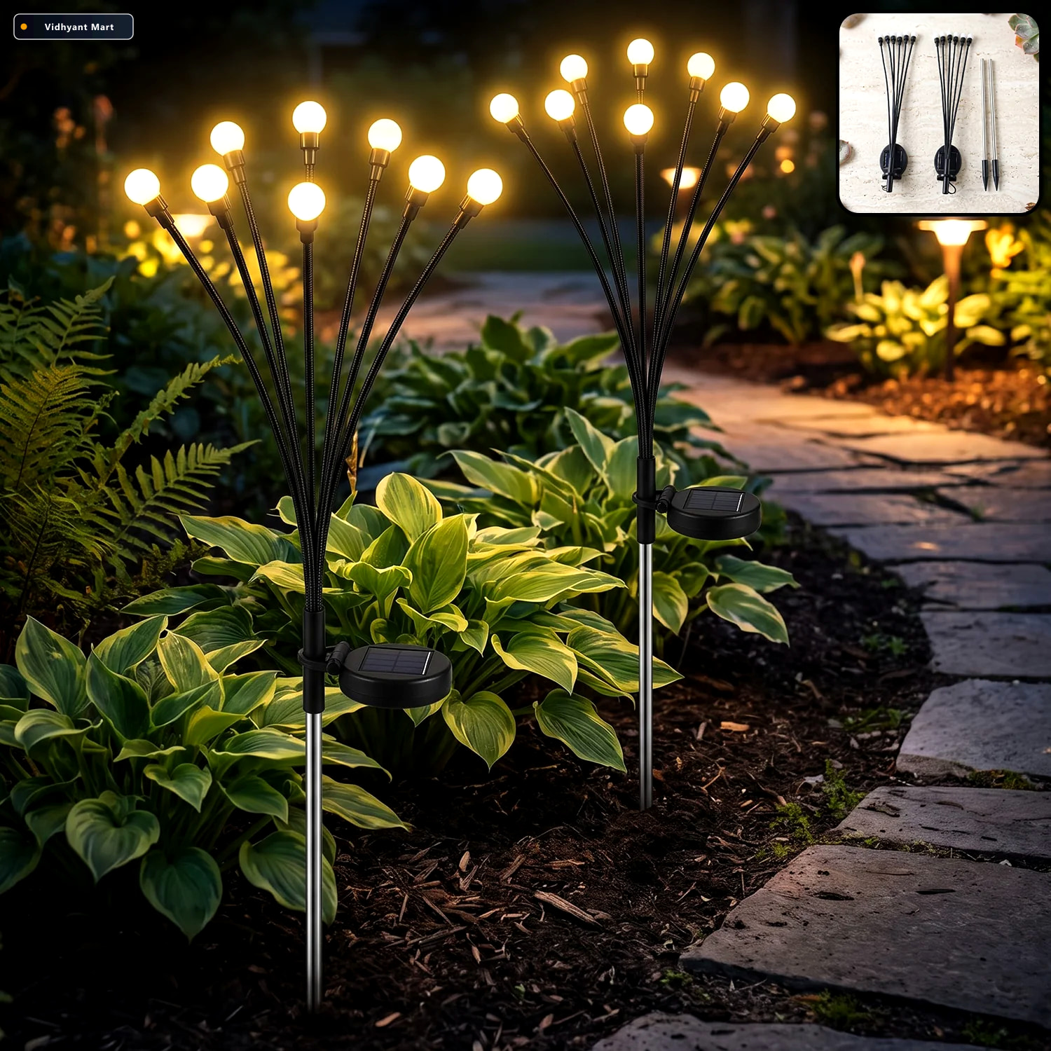 Vidhyant Mart Solar Firefly Led Garden Stake Lights For Outdoor 1