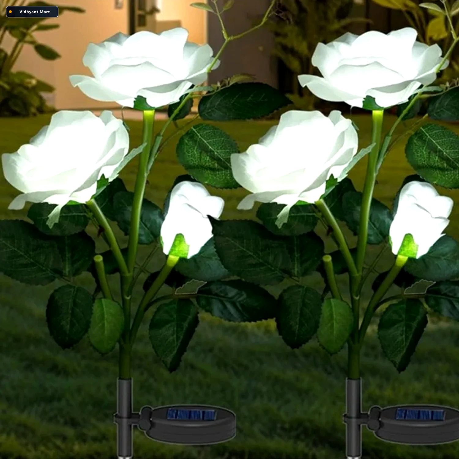 Vidhyant Mart Solar Garden Decorative Flower Lights Set Of 2 Led 1