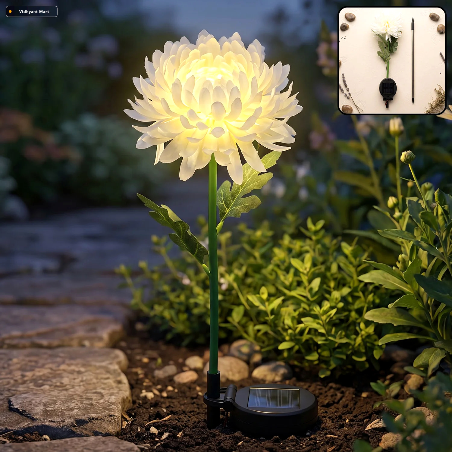 Vidhyant Mart Solar Garden Flower Led Stake Light For Pathway La 2