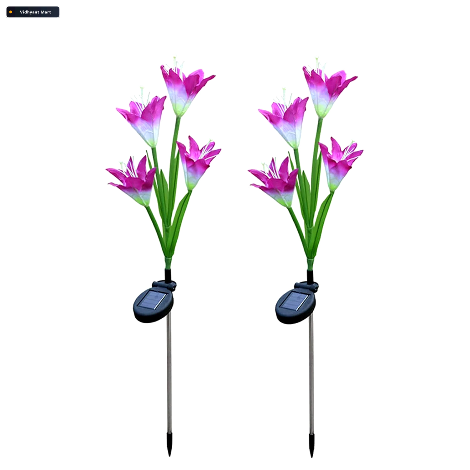 Vidhyant Mart Solar Garden Flower Led Stake Lights For Pathway L 4