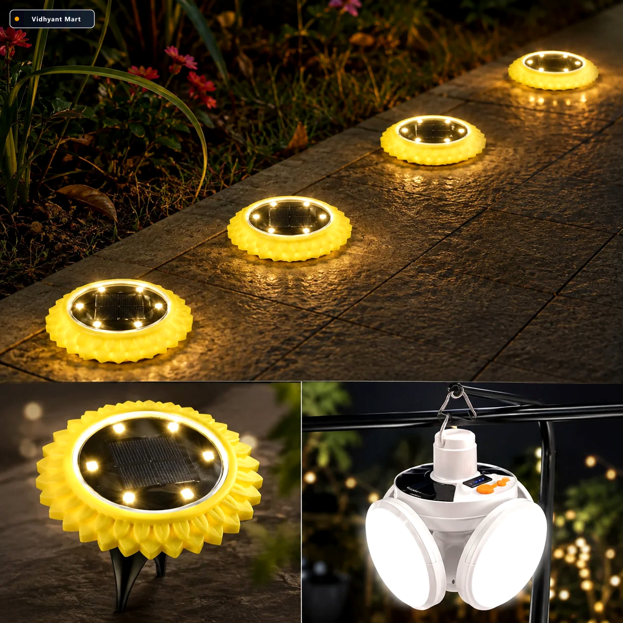 Vidhyant Mart Solar Garden Led Ground Lights Decorative 2 Pc Set 2