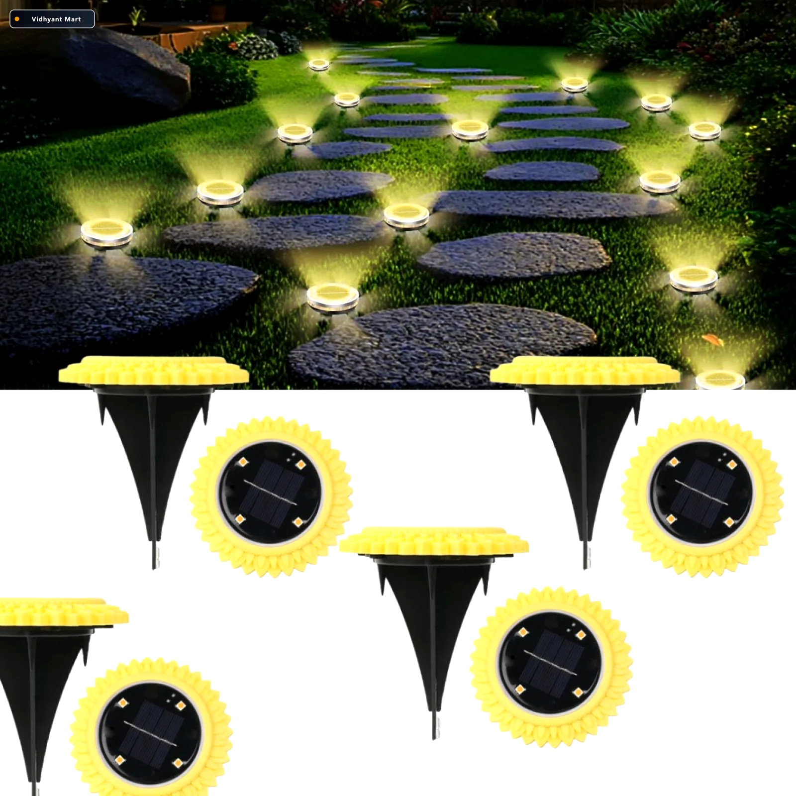 Vidhyant Mart Solar Ground Lights Waterproof Led Pathway Illumin 1