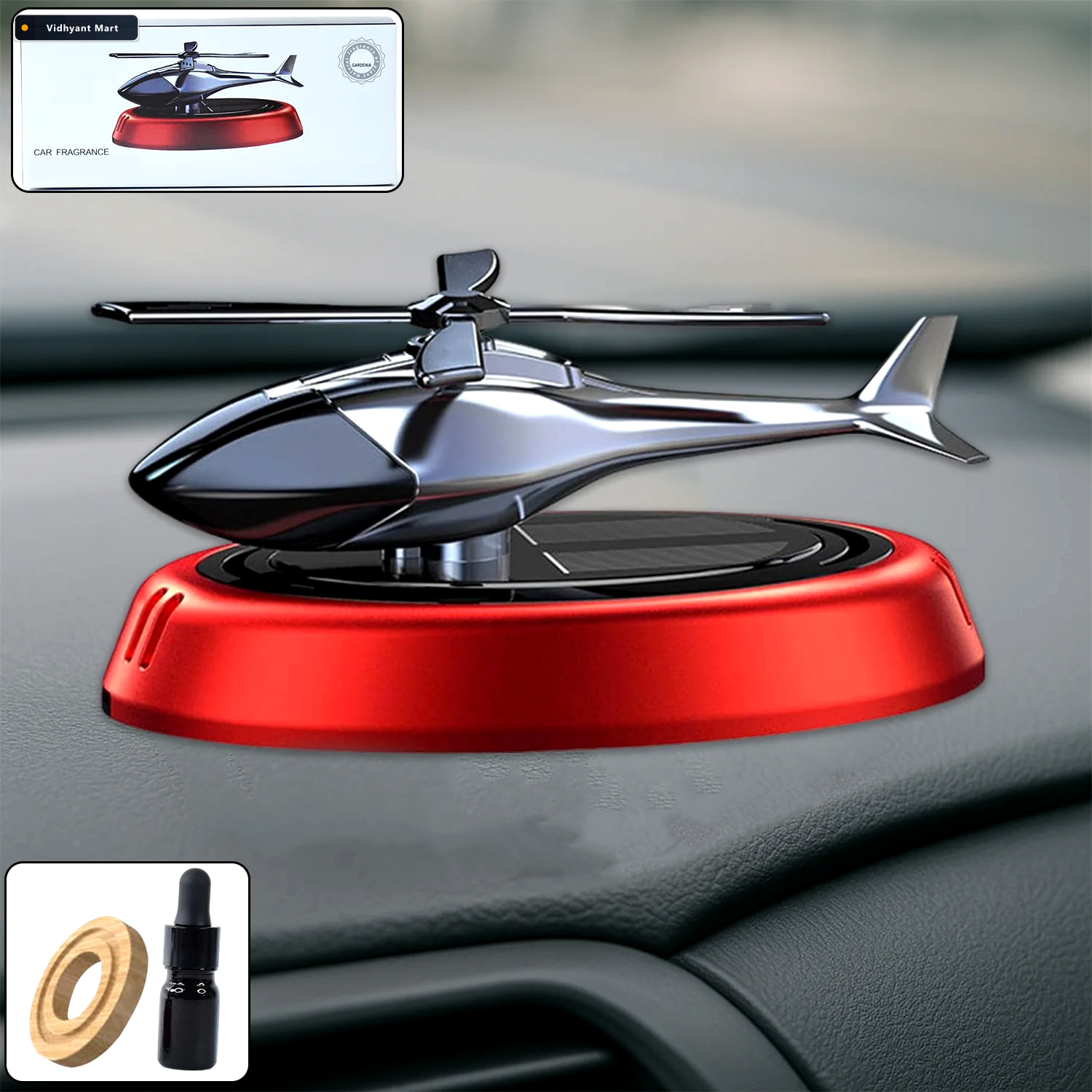 Vidhyant Mart Solar Helicopter Car Air Freshener Eco Friendly Ro 1