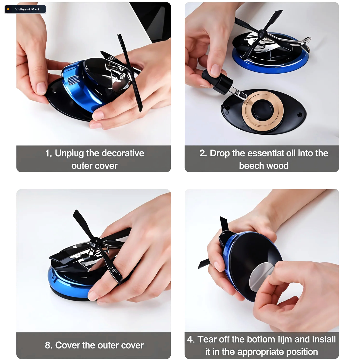 Vidhyant Mart Solar Helicopter Car Air Freshener Eco Friendly Ro 2