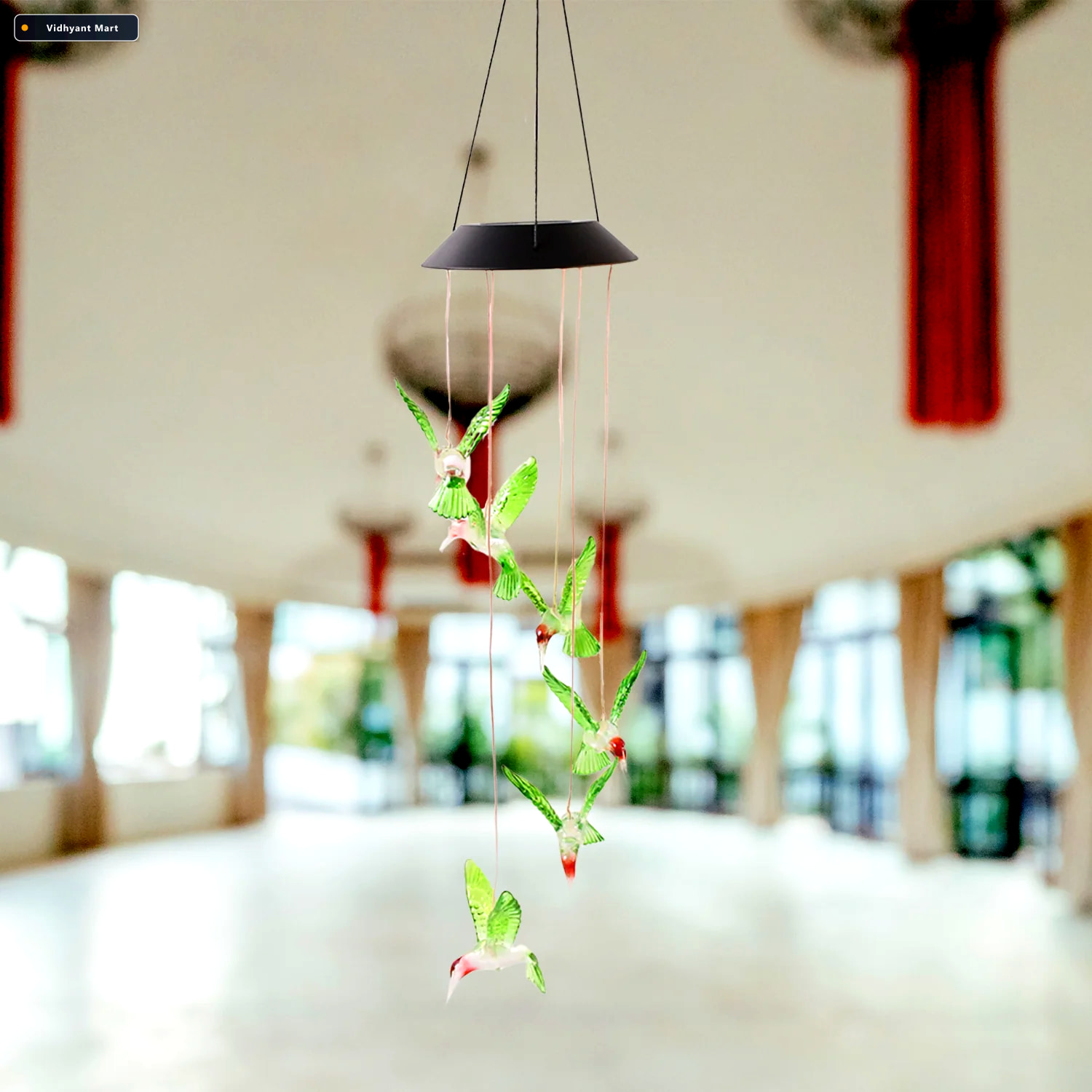 Vidhyant Mart Solar Hummingbird Wind Chimes Colorful Led Garden 3