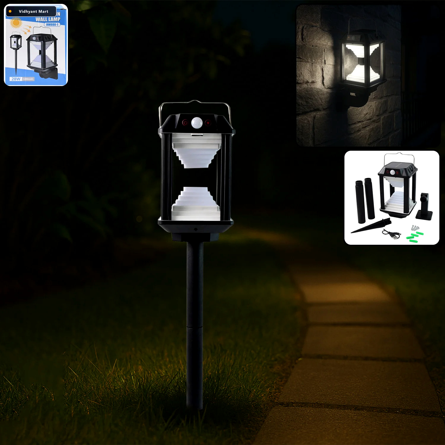 Vidhyant Mart Solar Induction Led Wall Lamp Motion Sensor Outdoo 1