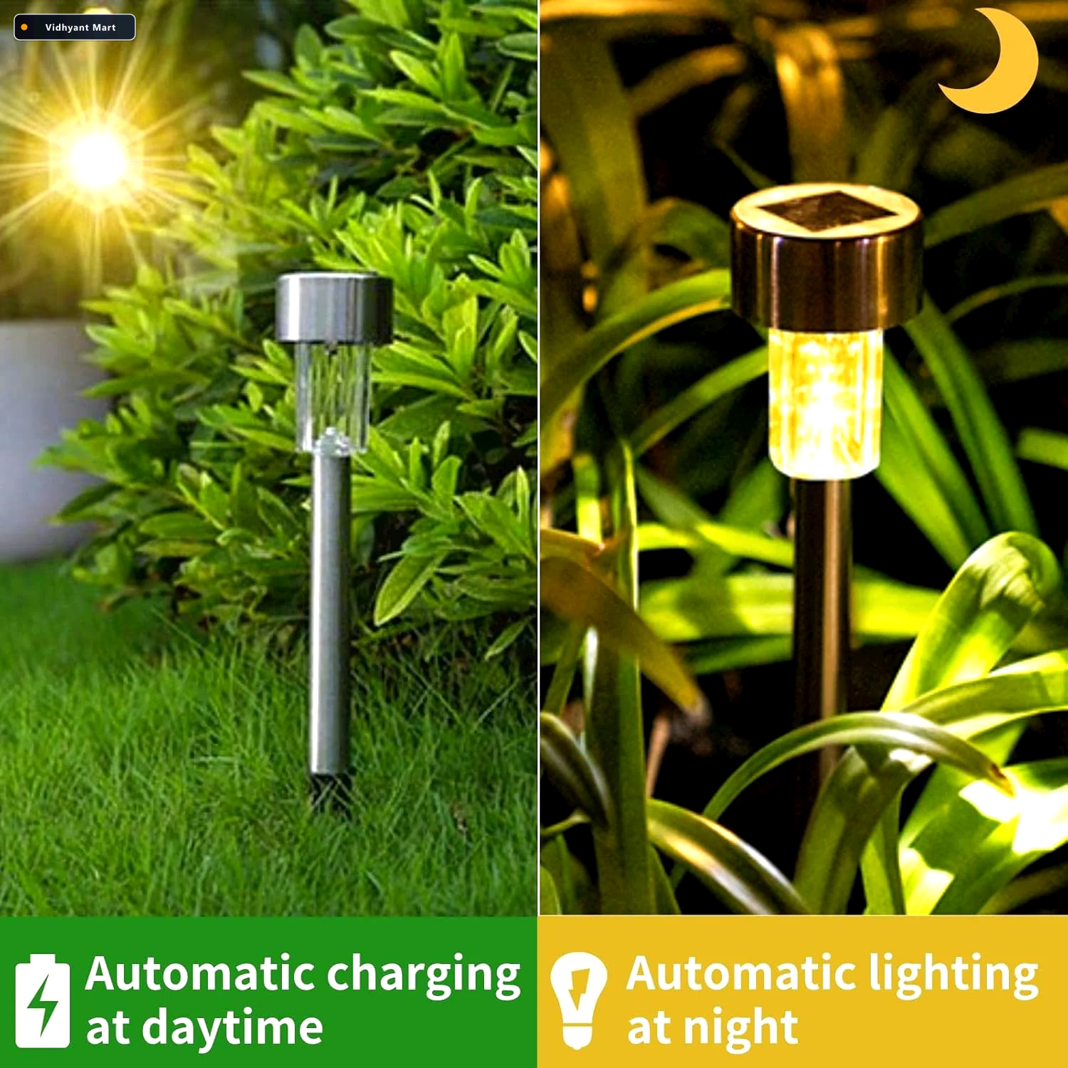 Vidhyant Mart Solar Lawn Lamp Set Eco Friendly Stainless Steel O 1