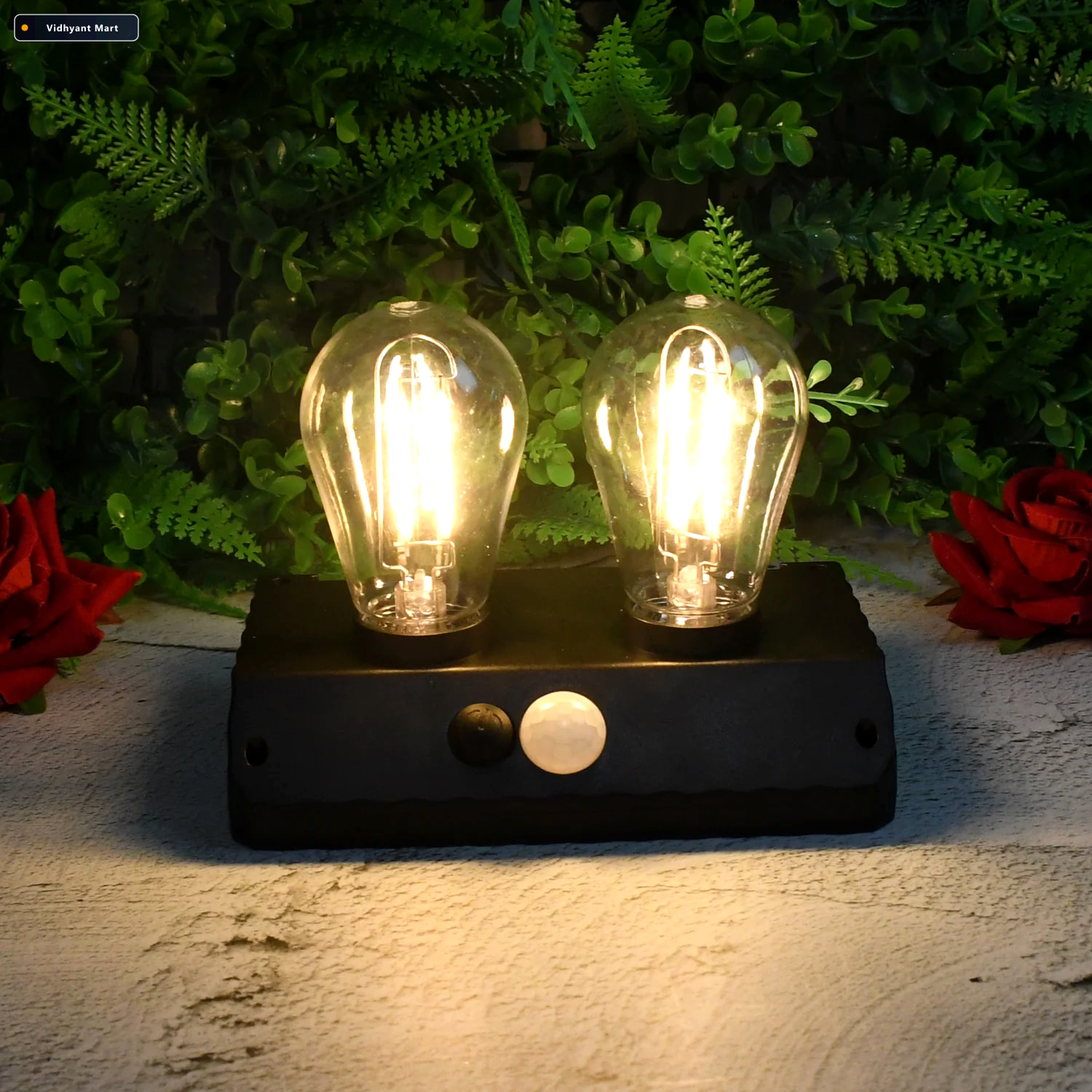 Vidhyant Mart Solar Led Lamp Double Bulb Outdoor Garden Light In 1