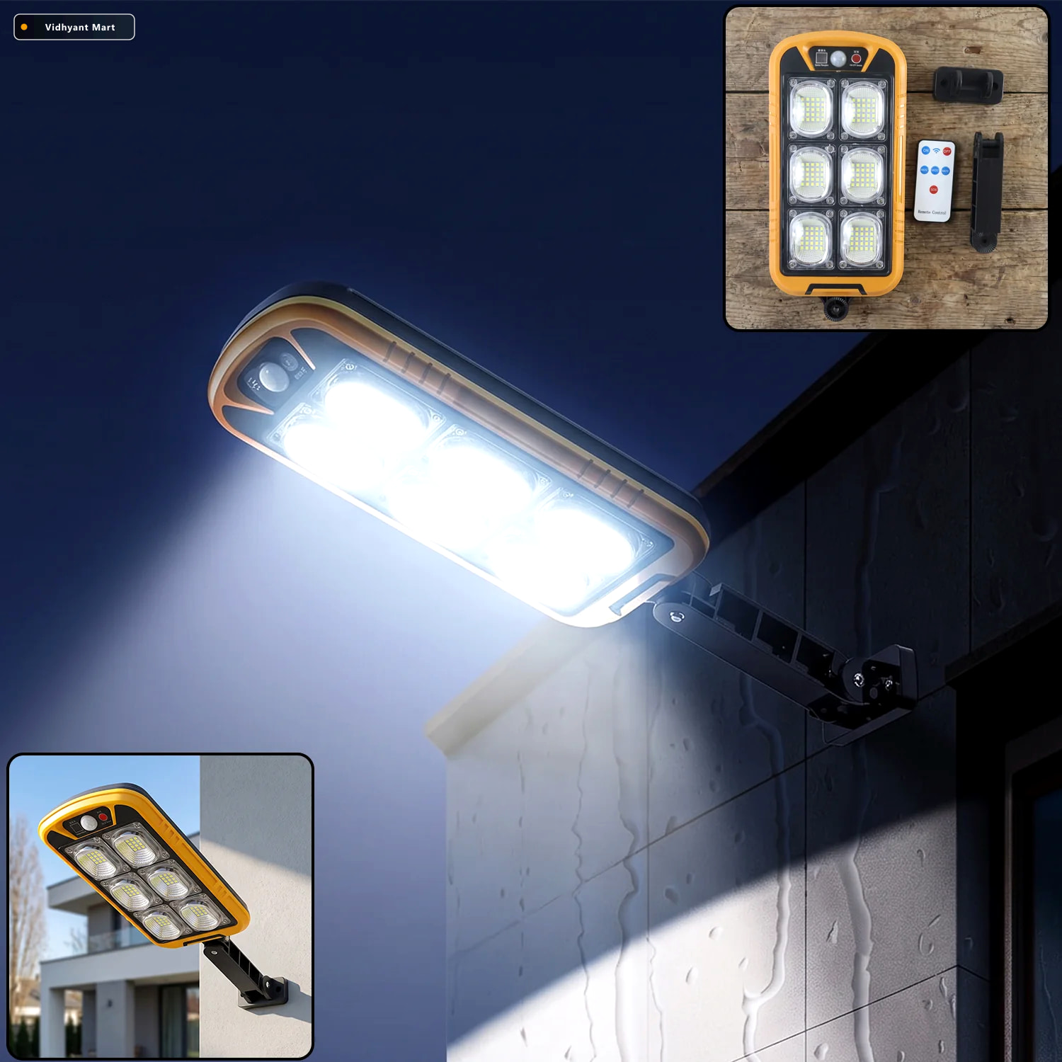 Vidhyant Mart Solar Led Motion Sensor Wall Light With Remote Wat 1