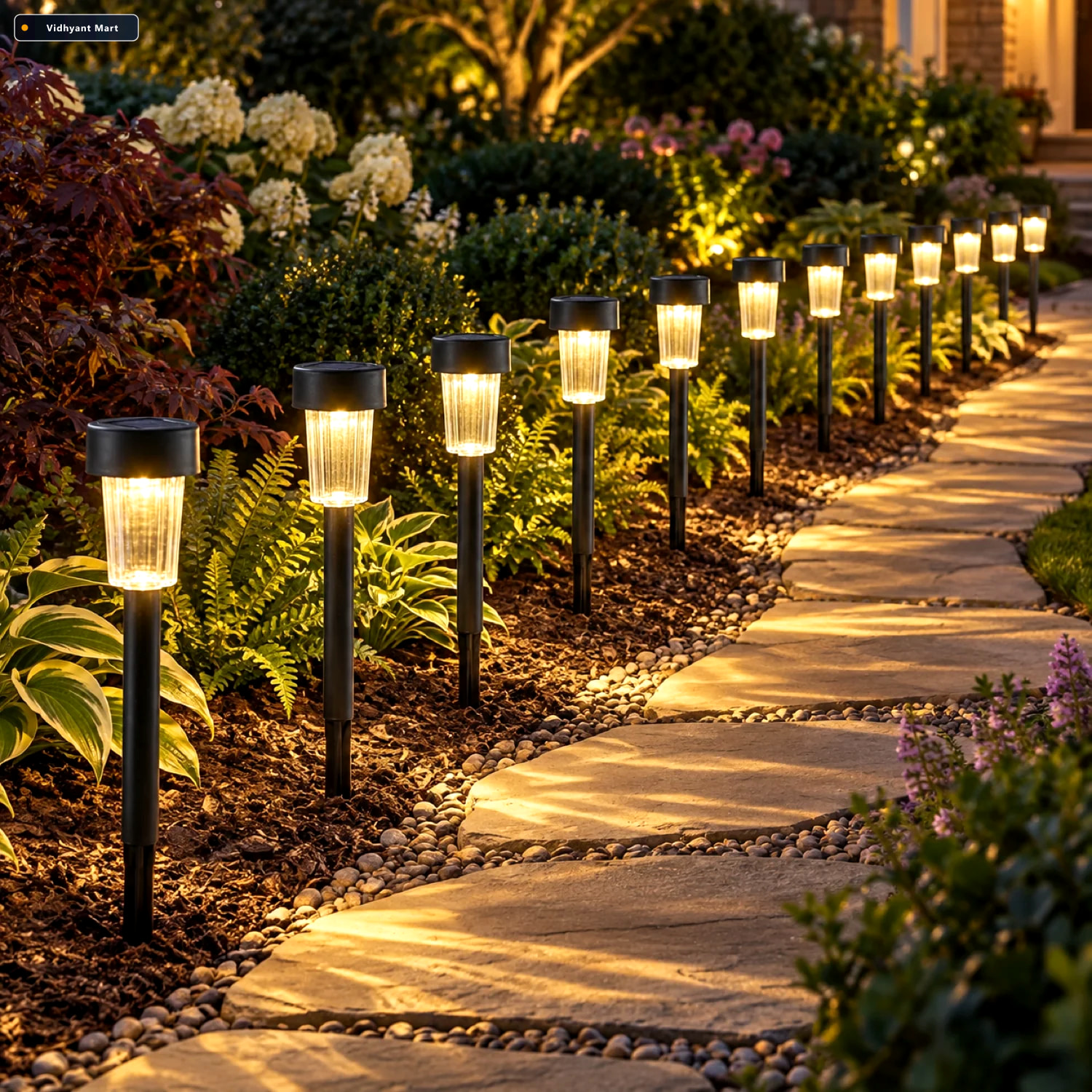 Vidhyant Mart Solar Led Pathway Garden Stake Lights For Outdoor 1