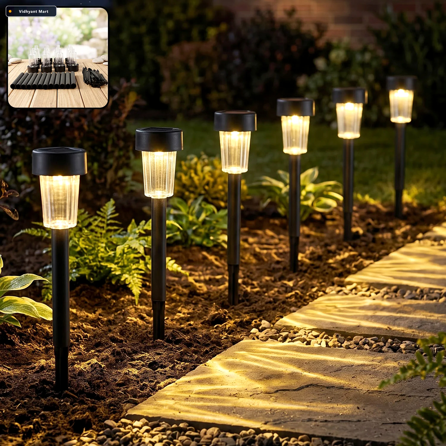 Vidhyant Mart Solar Led Pathway Garden Stake Lights For Outdoor 2
