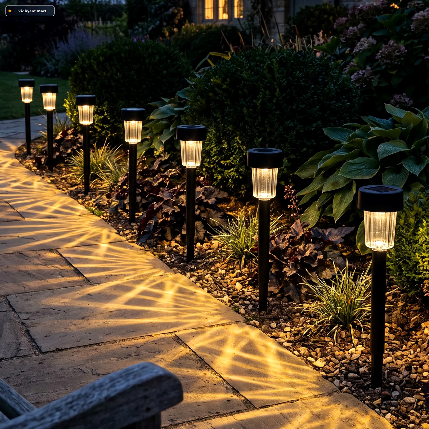 Vidhyant Mart Solar Led Pathway Garden Stake Lights For Outdoor 4