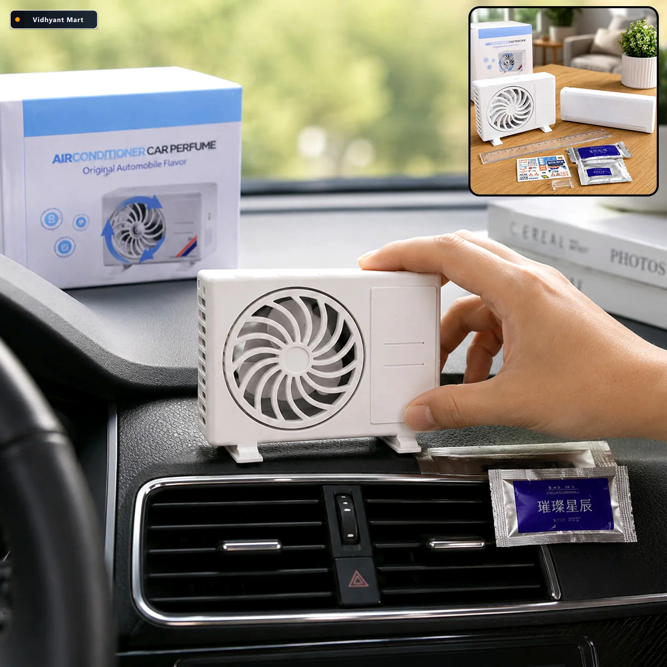 Vidhyant Mart Solar Powered Car Air Freshener Built In Perfume D 1