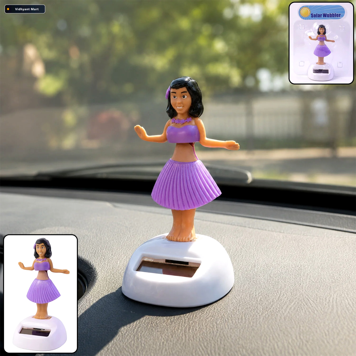 Vidhyant Mart Solar Powered Dancing Hula Doll Bobble Toy For Car 1