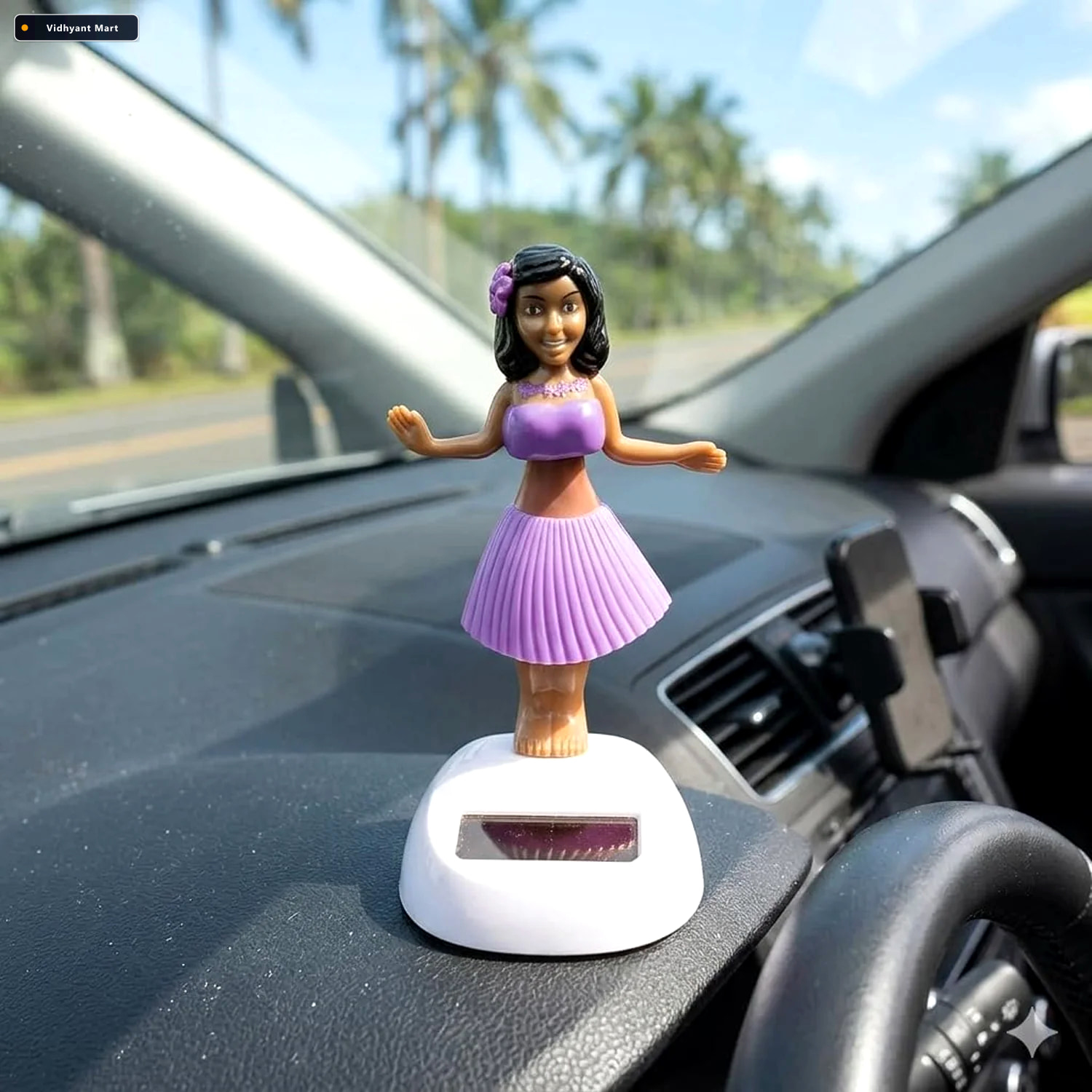 Vidhyant Mart Solar Powered Dancing Hula Doll Bobble Toy For Car 3