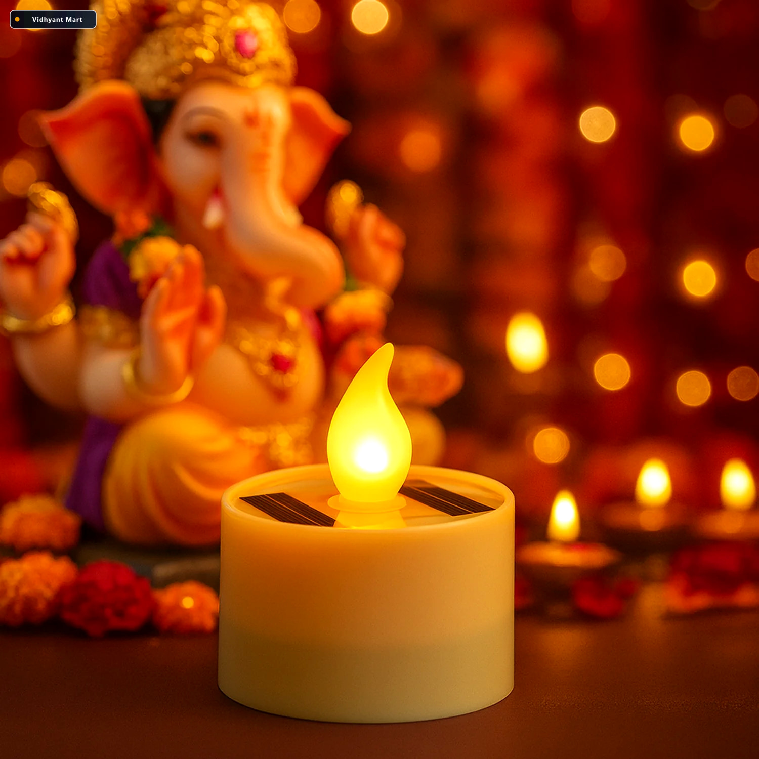 Vidhyant Mart Solar Powered Led Flameless Candle Safe Warm Glow 2