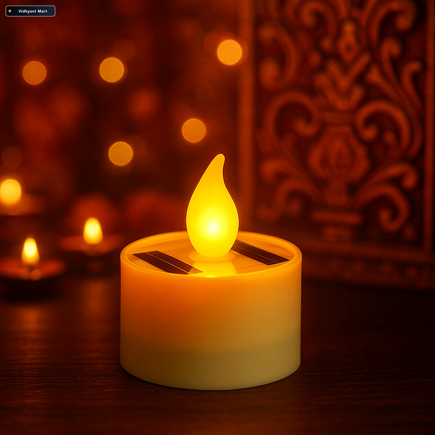 Vidhyant Mart Solar Powered Led Flameless Candle Safe Warm Glow 3