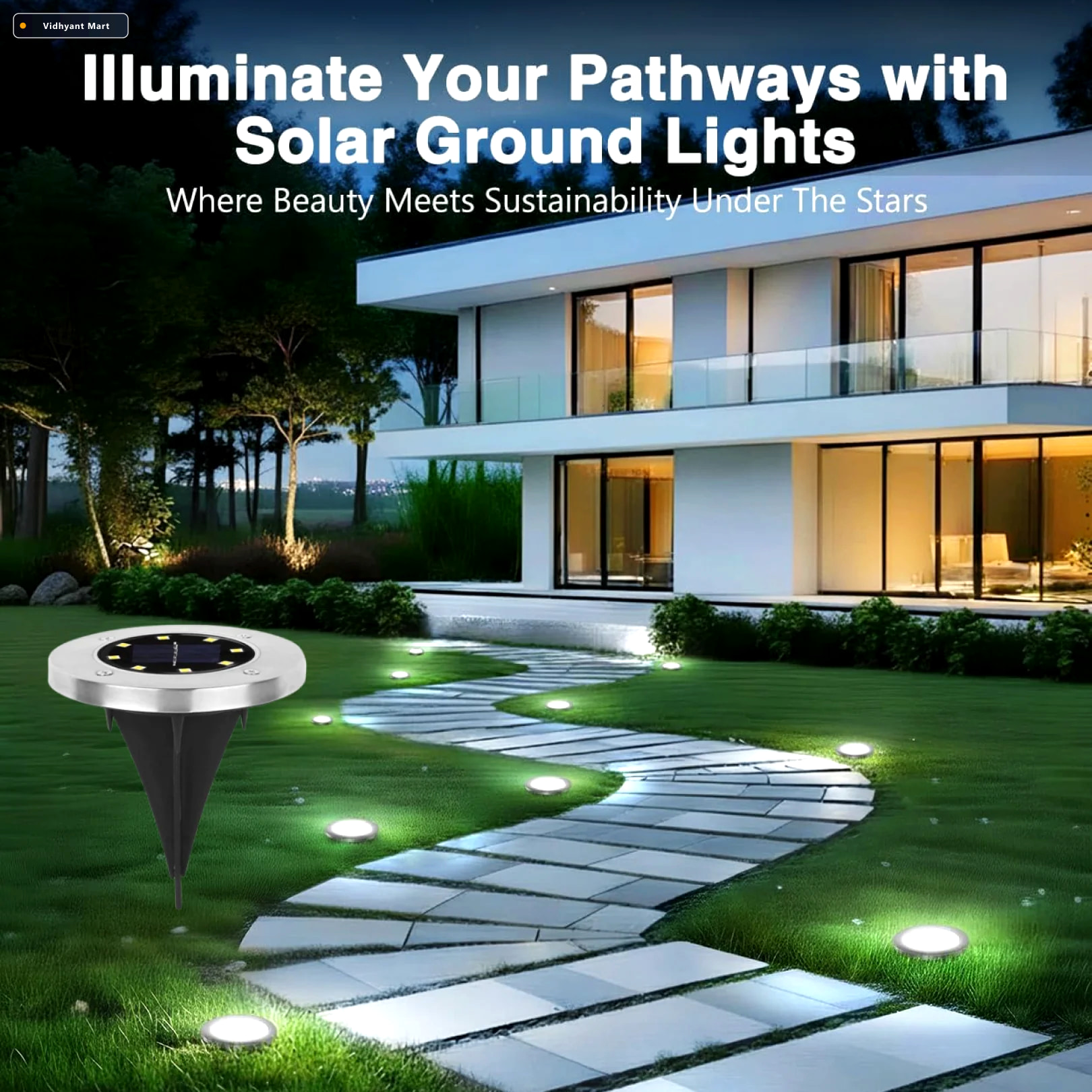 Vidhyant Mart Solar Powered Led Garden Lights Eco Friendly Outdo 2