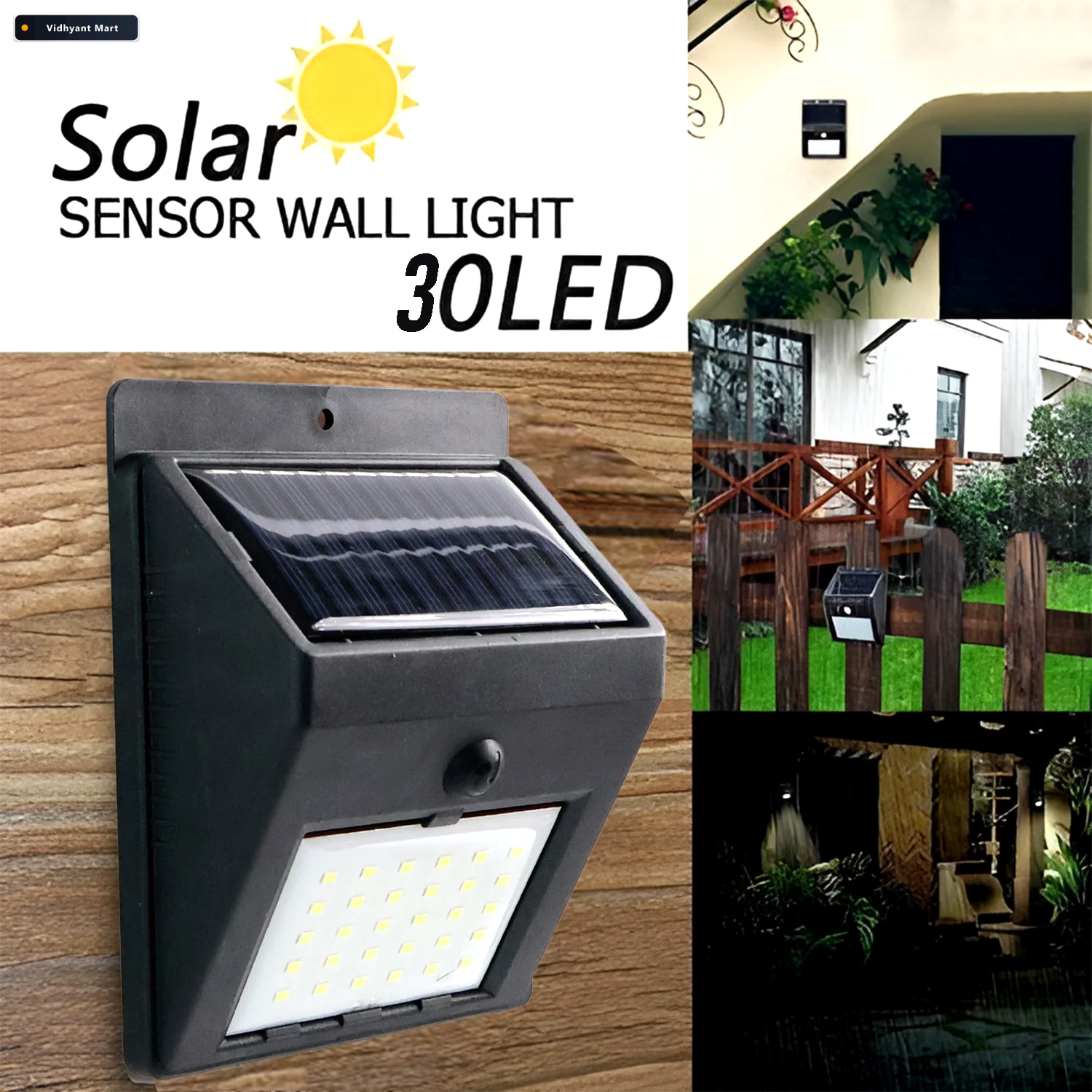 Vidhyant Mart Solar Powered Led Wall Light Motion Sensor Outdoor 2
