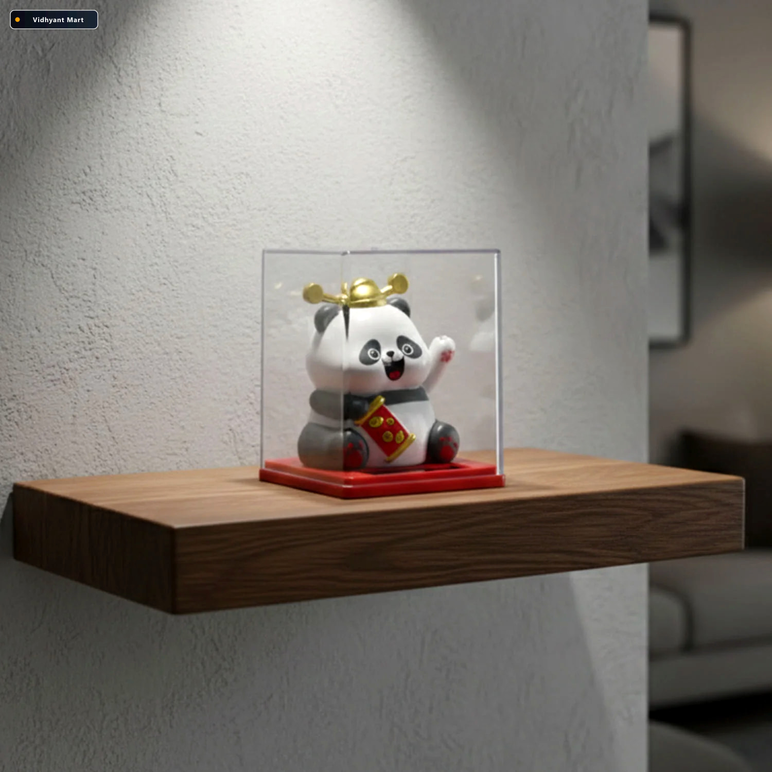 Vidhyant Mart Solar Powered Moving Hand Panda Showpiece Cute Wav 3