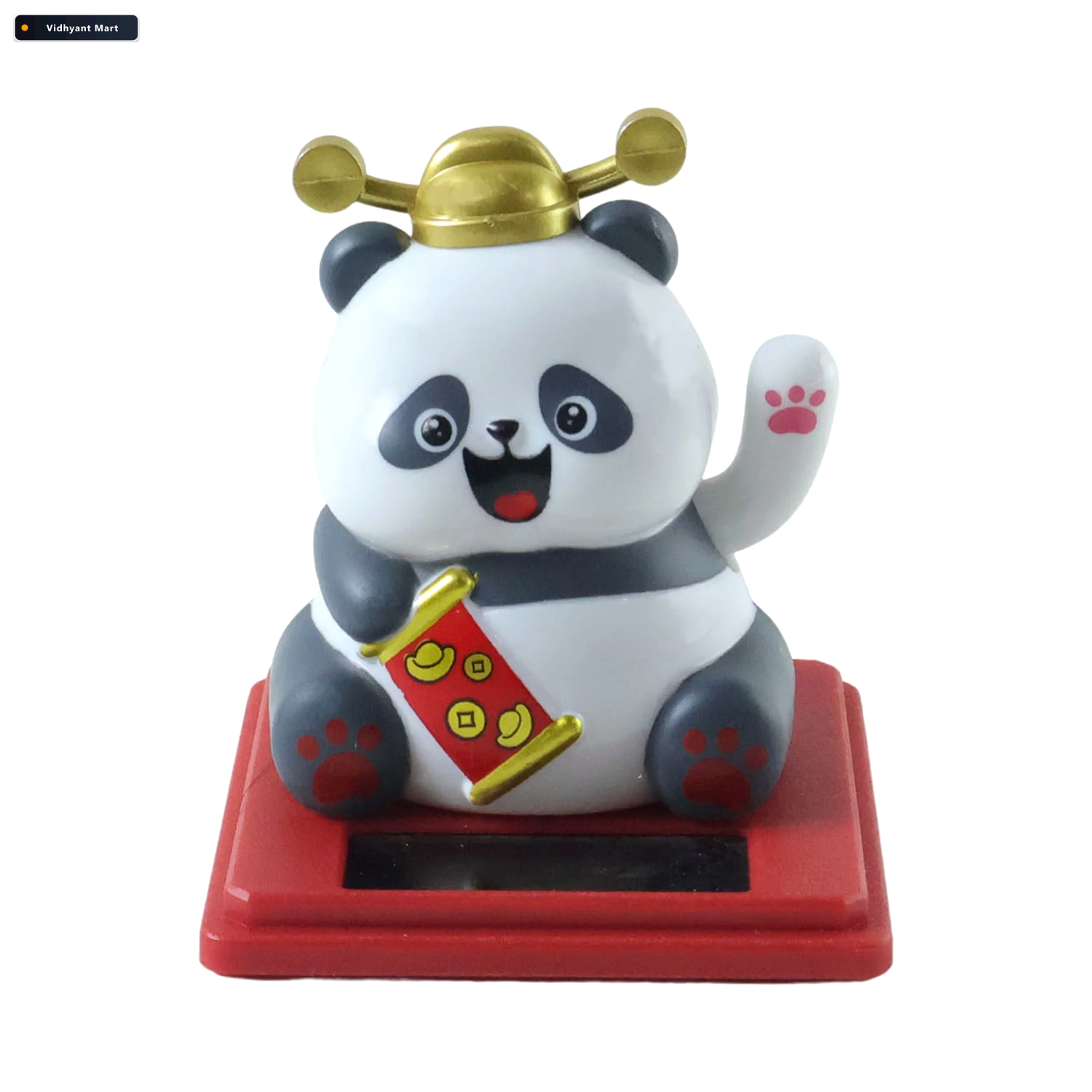 Vidhyant Mart Solar Powered Moving Hand Panda Showpiece Cute Wav 4