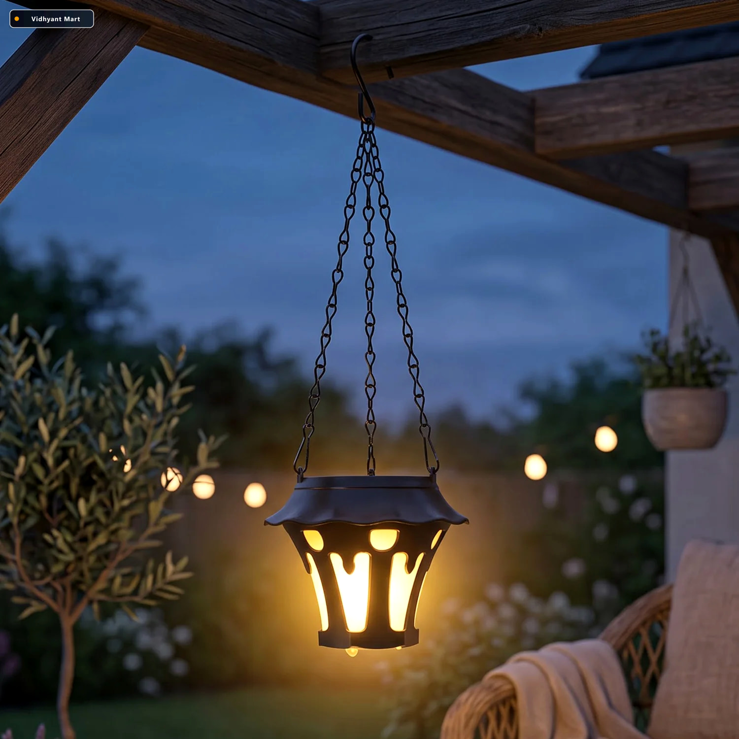 Vidhyant Mart Solar Powered Outdoor Hanging Lantern For Garden P 1