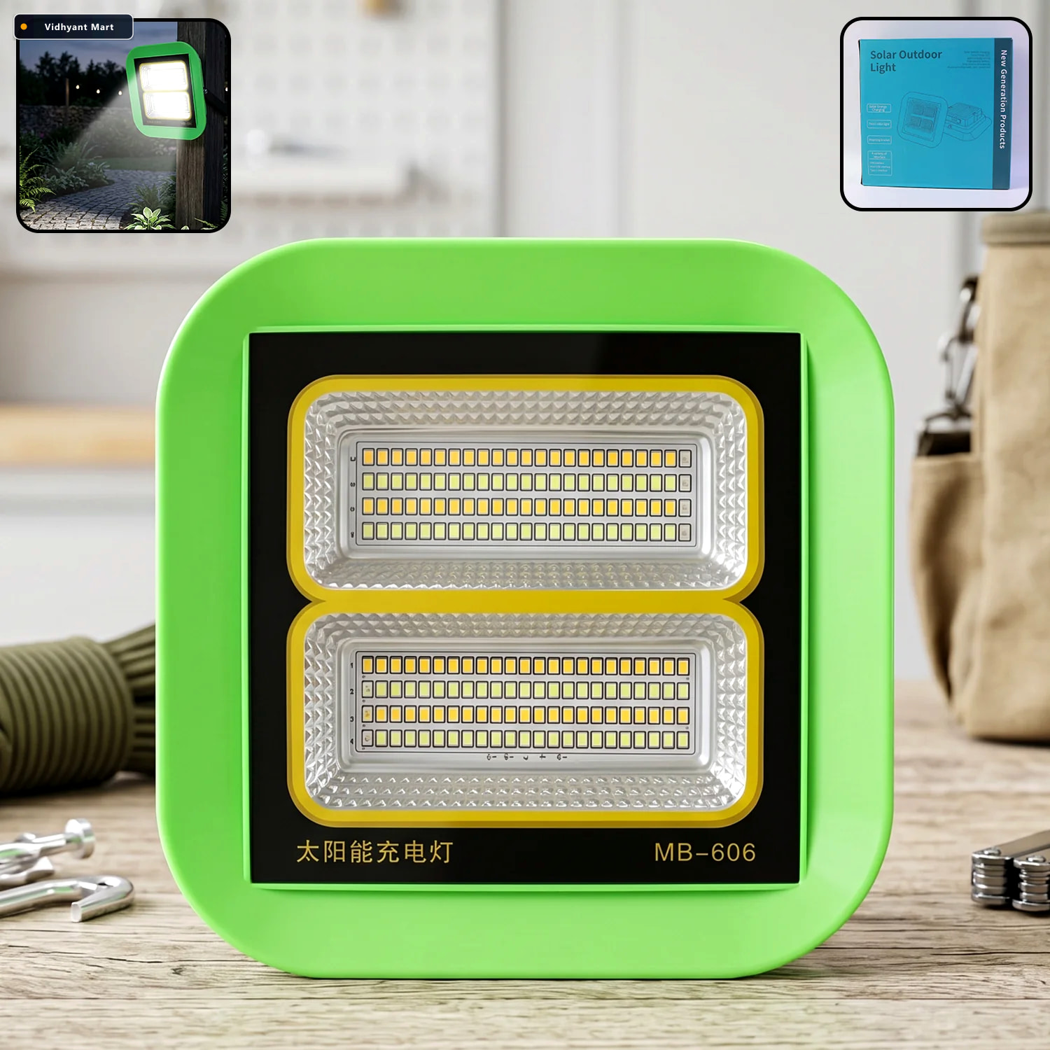 Vidhyant Mart Solar Rechargeable Led Flood Light Portable Outdoo 1