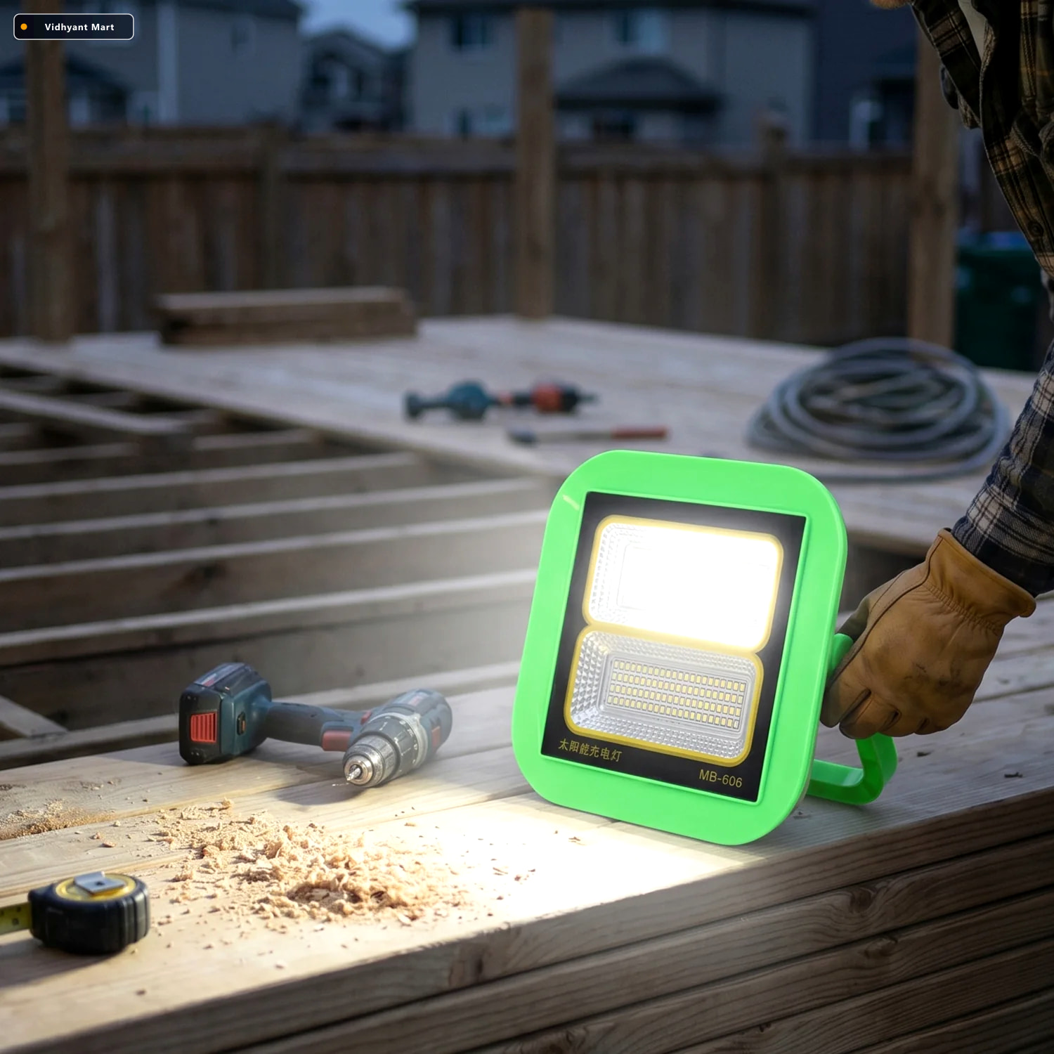 Vidhyant Mart Solar Rechargeable Led Flood Light Portable Outdoo 3