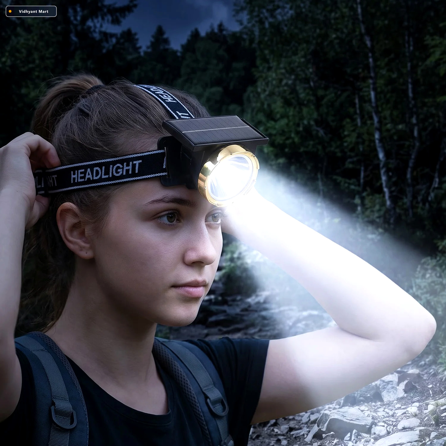 Vidhyant Mart Solar Rechargeable Led Headlamp With Adjustable He 1