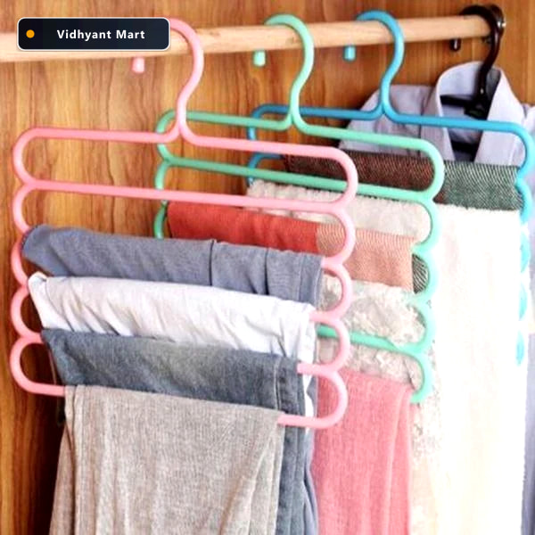 Vidhyant Mart Space Saving Hanger 5 Layer Multipurpose Plastic G 1