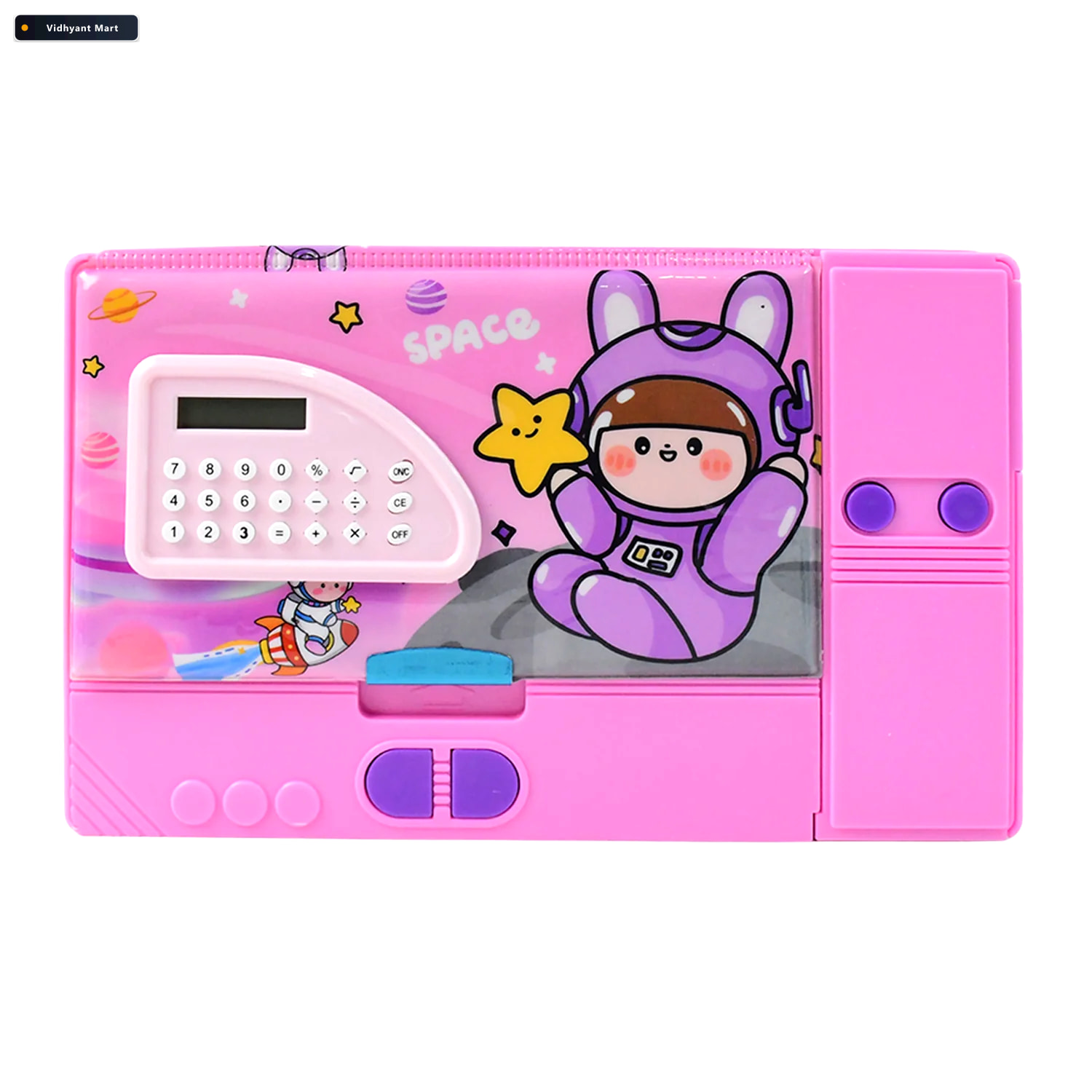 Vidhyant Mart Space Theme Pencil Box With Built In Calculator Du 4