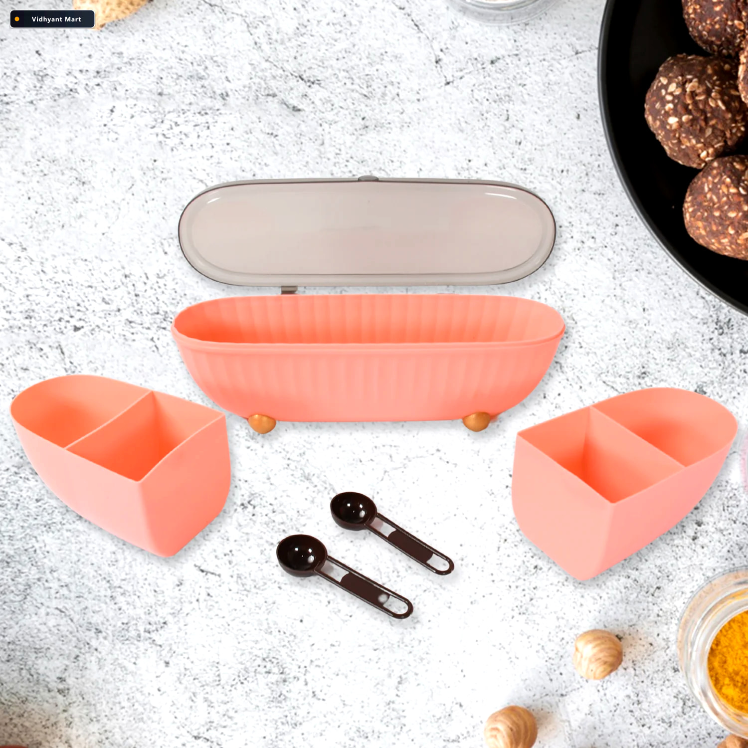 Vidhyant Mart Spice Jar With Compartments 4 In 1 Seasoning Box T 3