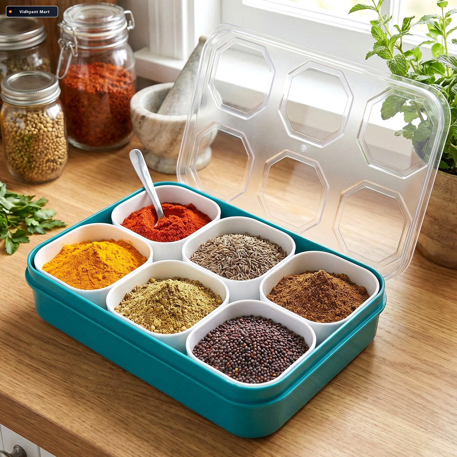 Vidhyant Mart Spice Storage Box 6 Compartments For Easy Kitchen 2