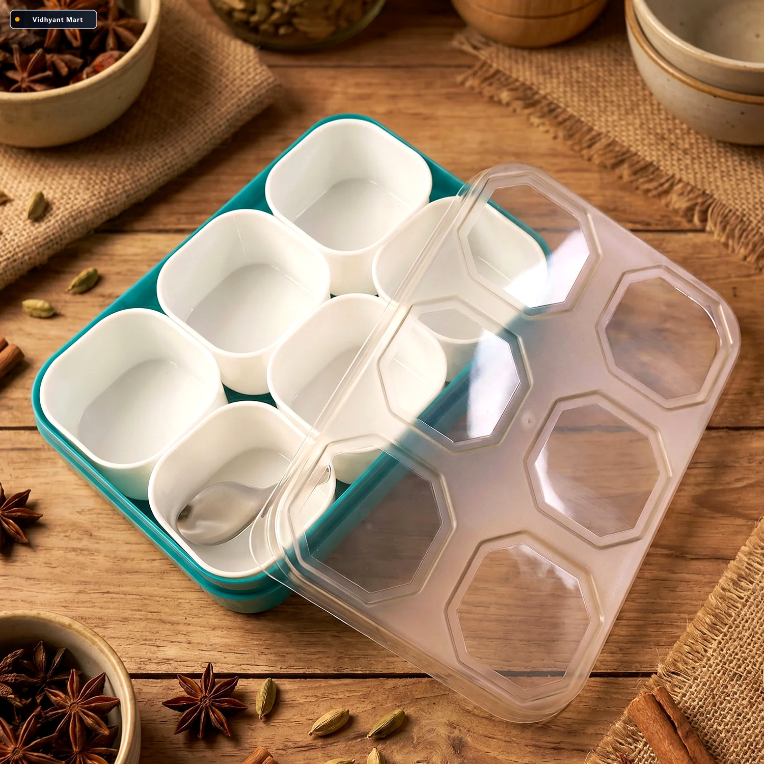Vidhyant Mart Spice Storage Box 6 Compartments For Easy Kitchen 3