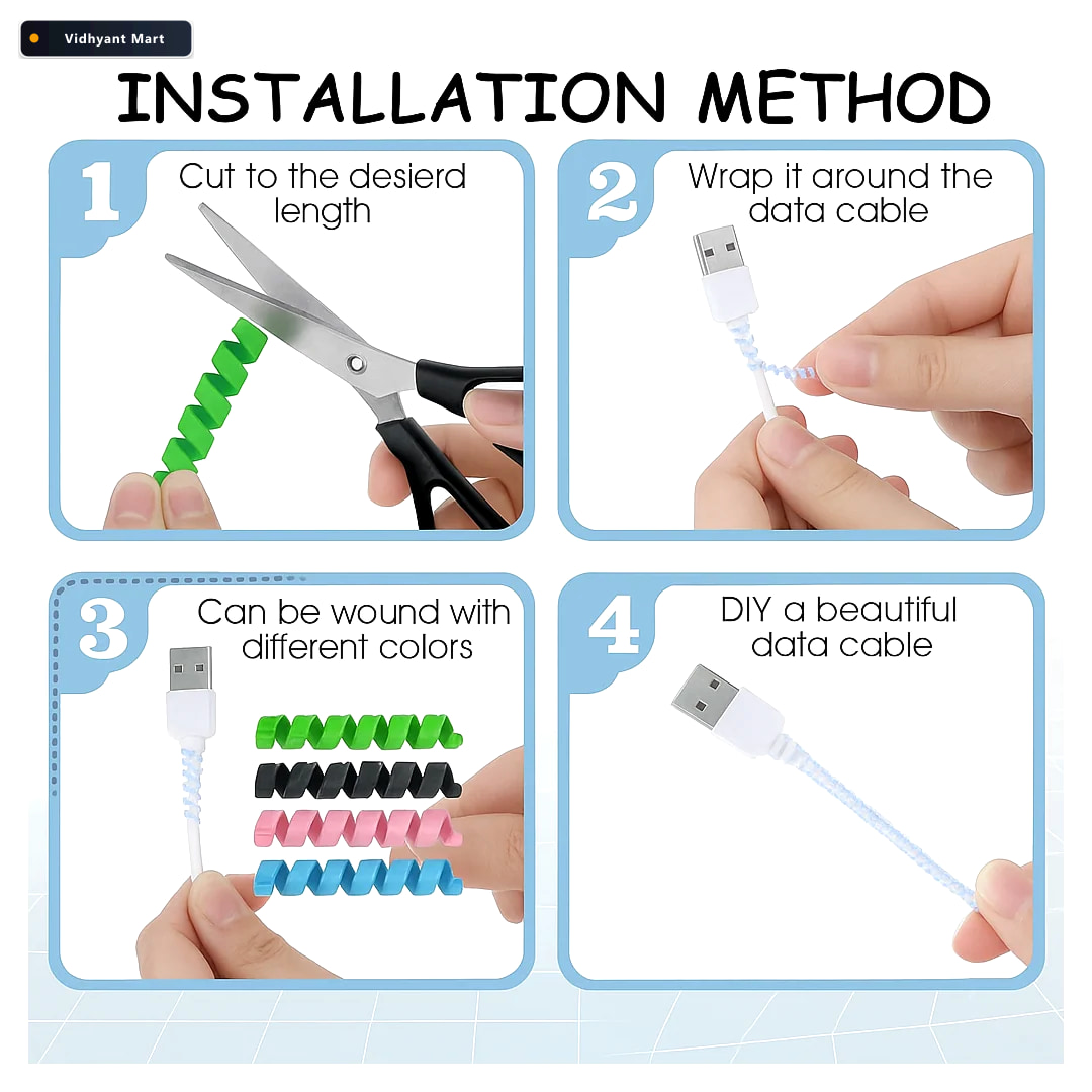 Vidhyant Mart Spiral Cable Protector Charger Data Cable Saver 4 4