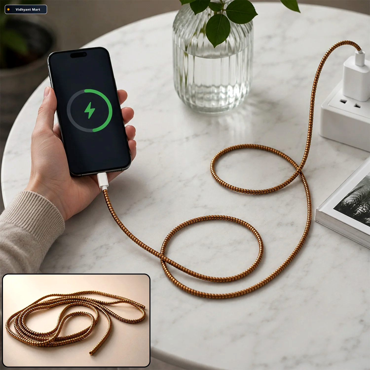 Vidhyant Mart Spiral Cable Protector Sleeve Durable Flexible Cor 1