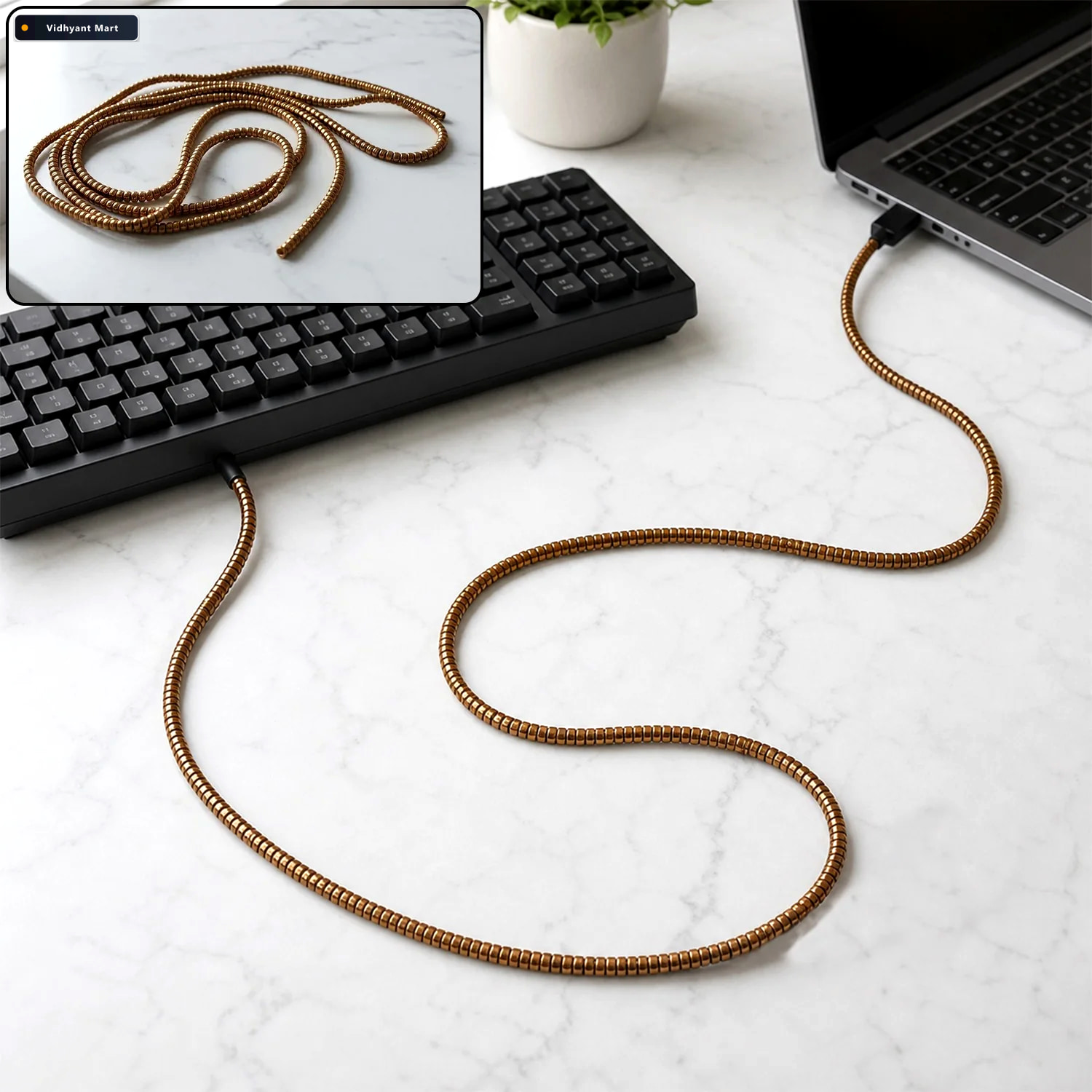 Vidhyant Mart Spiral Cable Protector Sleeve Flexible Cord Saver 1